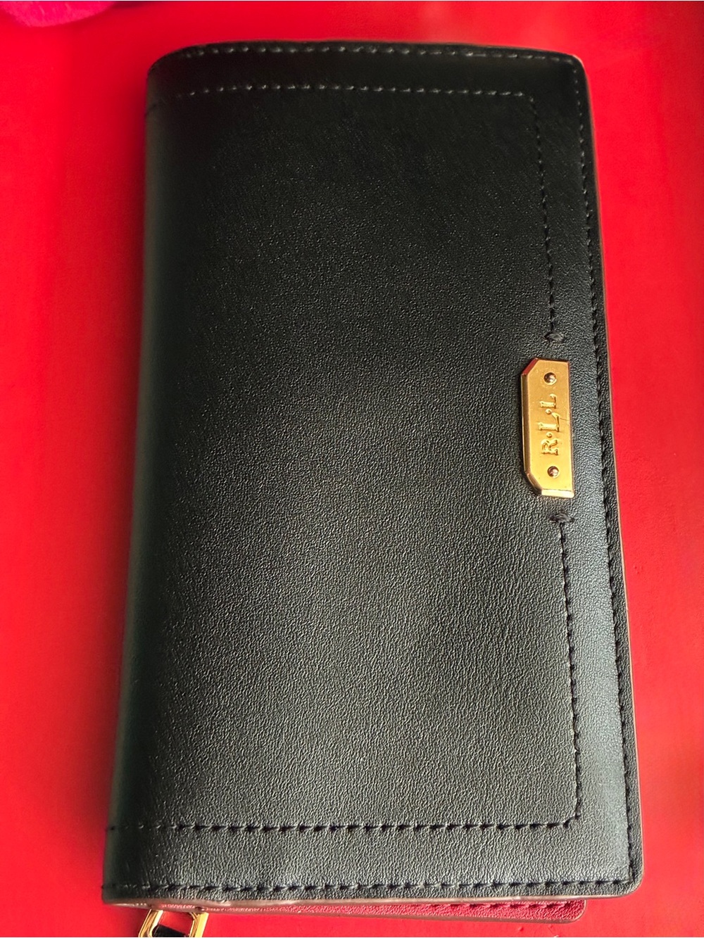 Ralph Lauren Black Leather Zip Wallet with Gold-Tone Hardware - Picture 7 of 11